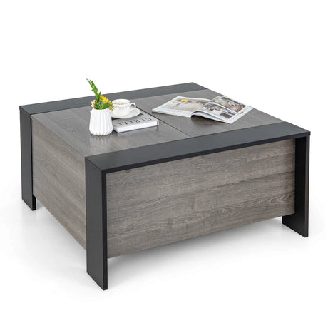 36.5 Inch Coffee Table with Sliding Top and Hidden Compartment-Gray