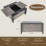 36.5 Inch Coffee Table with Sliding Top and Hidden Compartment-Gray