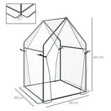 Outsunny Mini Greenhouse, Garden Tomato Growhouse with 2 Zipped Doors, Portable Indoor Outdoor Green House, 90 x 90 x 145cm, Clear