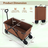 Collapsible Folding Wagon Cart with Adjustable Handlebar-Coffee