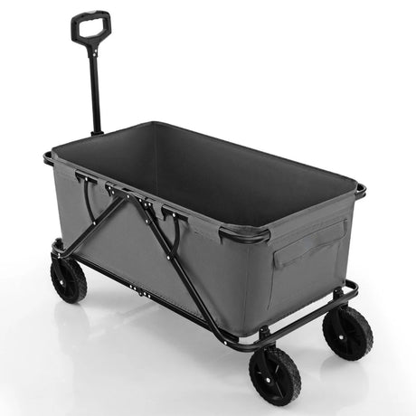 Collapsible Folding Wagon Cart with Adjustable Handlebar-Gray