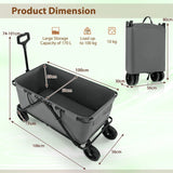 Collapsible Folding Wagon Cart with Adjustable Handlebar-Gray