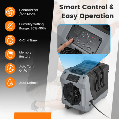 85 L/Day Commercial Dehumidifier with Auto Defrost-Black