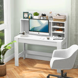 Desk with bookshelf &amp; cable management holes 120 x 54 x 129 cm White
