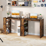 Computer Desk with Bookshelf for Study Living Room-Rustic Brown