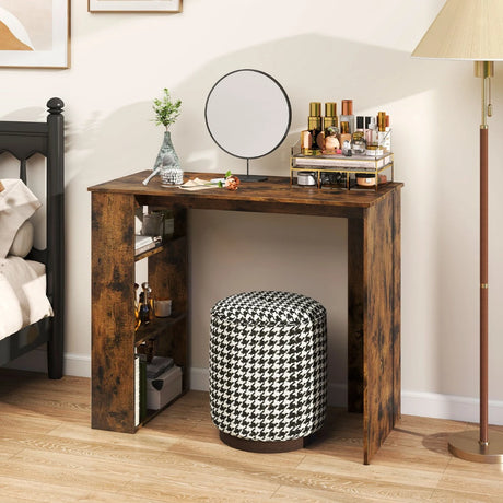 Computer Desk with Bookshelf for Study Living Room-Rustic Brown