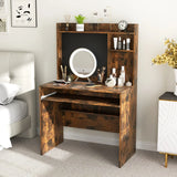 Computer Desk with Magnetic Bulletin Board and Keyboard Tray-Rustic Brown