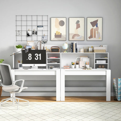 Desk with bookshelf &amp; cable management holes 120 x 54 x 129 cm White