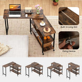 360 Free Rotating Sofa Side Table with Swivel and Sliding Tabletop-Rustic Brown
