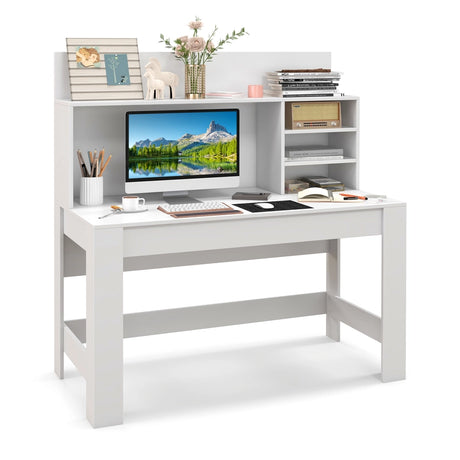 Desk with bookshelf &amp; cable management holes 120 x 54 x 129 cm White