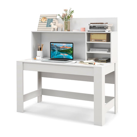 Desk with bookshelf &amp; cable management holes 120 x 54 x 129 cm White