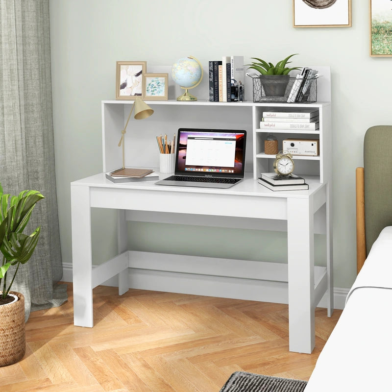 Desk with bookshelf &amp; cable management holes 120 x 54 x 129 cm White
