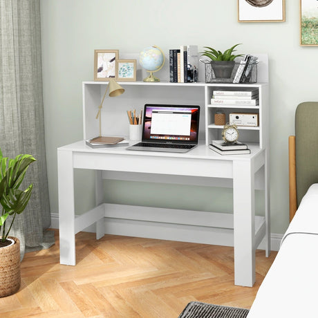 Desk with bookshelf &amp; cable management holes 120 x 54 x 129 cm White