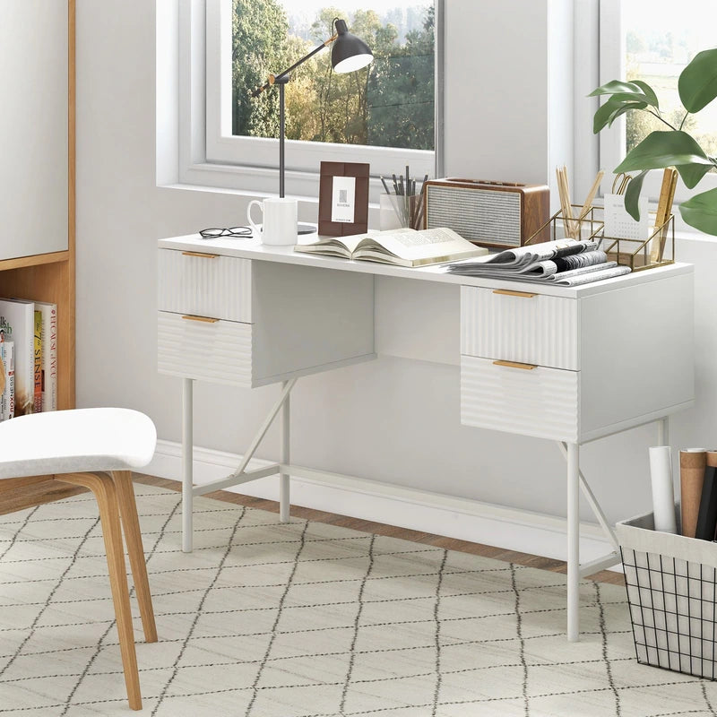 48 Inch Home Office Computer Desk with 4 Drawers-White