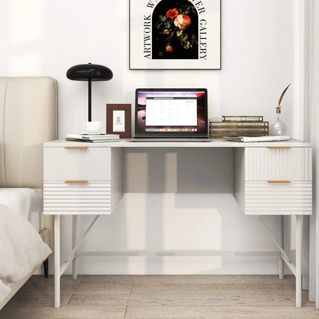 48 Inch Home Office Computer Desk with 4 Drawers-White
