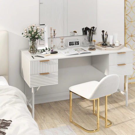 48 Inch Home Office Computer Desk with 4 Drawers-White