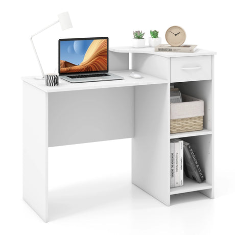 Computer Desk Modern Laptop PC Desk with Adjustable Shelf and Cable Hole