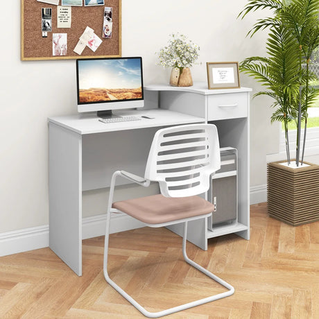 Computer Desk Modern Laptop PC Desk with Adjustable Shelf and Cable Hole