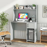 Computer Desk with Hutch Home Office Desk with Raised Display Shelf and 2 Open Shelves