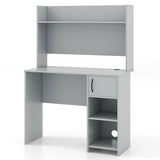 Computer Desk with Hutch Home Office Desk with Raised Display Shelf and 2 Open Shelves