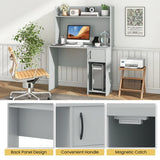 Computer Desk with Hutch Home Office Desk with Raised Display Shelf and 2 Open Shelves
