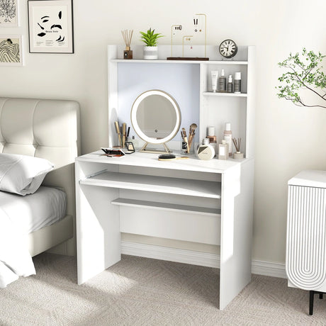 Computer Desk with Magnetic Pinboard Home Office Desk Modern PC Table White