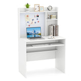 Computer Desk with Magnetic Pinboard Home Office Desk Modern PC Table White