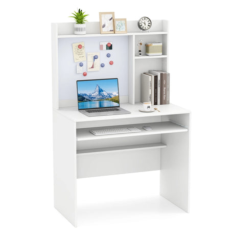 Computer Desk with Magnetic Pinboard Home Office Desk Modern PC Table White