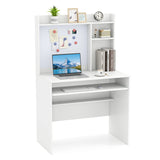 Computer Desk with Magnetic Pinboard Home Office Desk Modern PC Table White