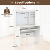 Computer Desk with Magnetic Pinboard Home Office Desk Modern PC Table White