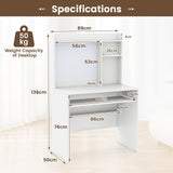 Computer Desk with Magnetic Pinboard Home Office Desk Modern PC Table White