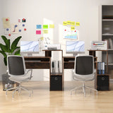 Space-saving Computer Desk with Open Shelf and Fabric Storage Drawer-Rustic Brown