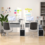 Space-saving Computer Desk with Open Shelf and Fabric Storage Drawer-White
