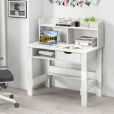 Computer Desk with Power Outlets and USB Port and Type-C-White