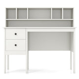 Computer Desk with Power Outlets and  5-Cubby Hutch-White