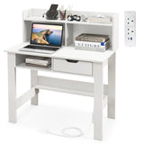Computer Desk with Power Outlets and USB Port and Type-C-White