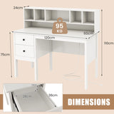 Computer Desk with Power Outlets and  5-Cubby Hutch-White
