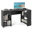 L-Shaped Computer Desk with Storage and Open Shelves for Living Room Bedroom-Black