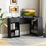 L-Shaped Computer Desk with Storage and Open Shelves for Living Room Bedroom-Black