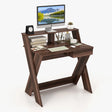 Small Computer Desk with Storage Drawer-Walnut