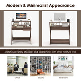 Small Computer Desk with Storage Drawer-Walnut