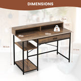 48 Inch Computer Desk with Monitor Stand Drawer and Shelves-Rustic Brown