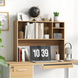 Computer Desktop Bookcase with 4 Cubbies and Open Back Compartment-Natural
