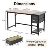48/55-Inch Home Office Desk with 2 Drawers Hanging Hook-55 Inch