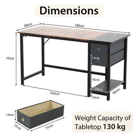 48/55-Inch Home Office Desk with 2 Drawers Hanging Hook-55 Inch