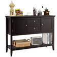 Wooden Sideboard Buffet Console Table with Drawers and Storage-Brown