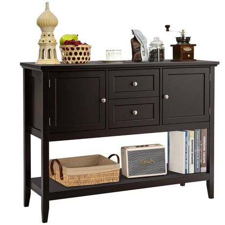 Wooden Sideboard Buffet Console Table with Drawers and Storage-Brown