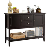 Wooden Sideboard Buffet Console Table with Drawers and Storage-Brown