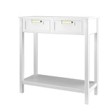 2 Drawers Accent Console Entryway Storage Shelf-White