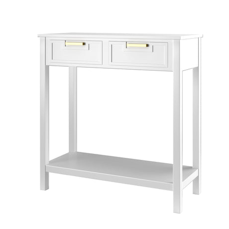 2 Drawers Accent Console Entryway Storage Shelf-White